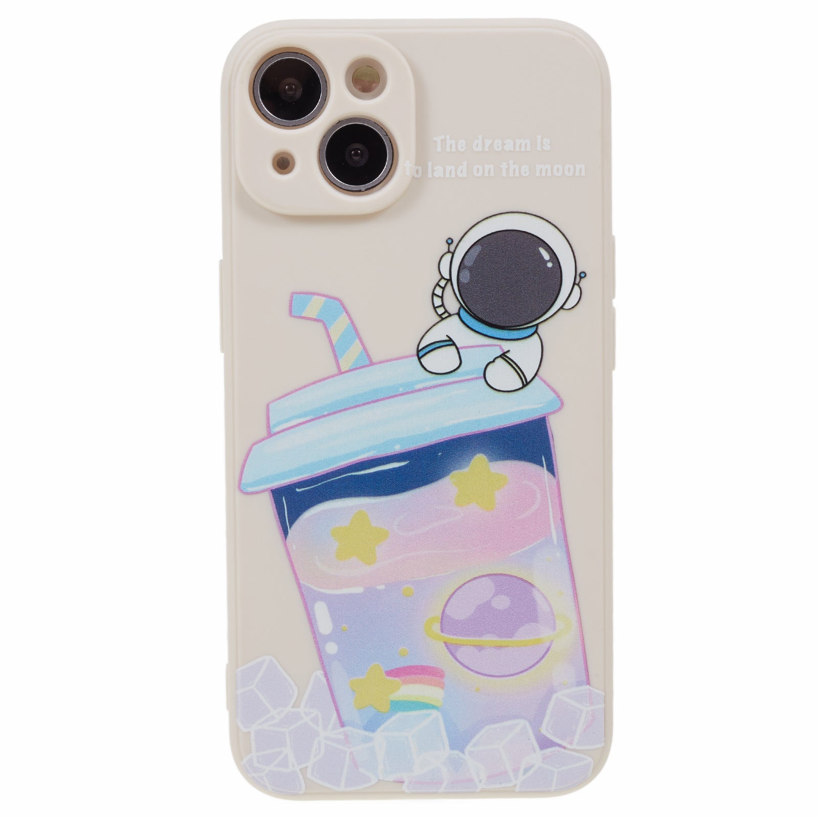 Uniqkart for iPhone 14 Plus Cartoon Astronaut Pattern Printing Soft TPU Cover Fall Proof Phone Case - White Uniqkart for iPhone 14 Plus Cartoon Astronaut Pattern Printing Soft TPU Cover Fall Proof Phone Case - White